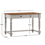 Bureau antique 1 tiroir avec station de charge USB, Individuel, Noir antique / Gris / Blanc