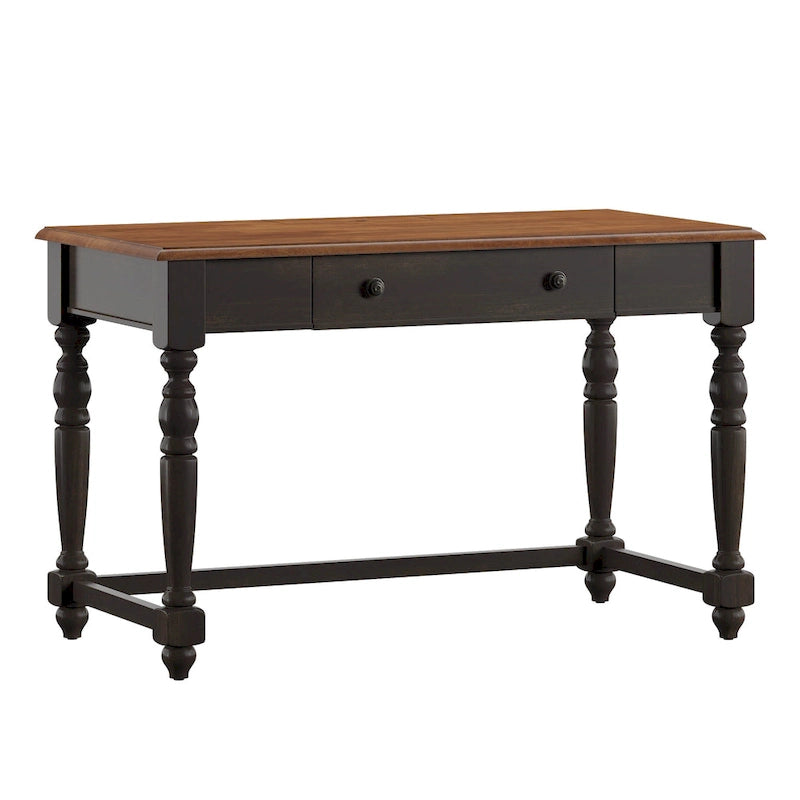 Bureau antique 1 tiroir avec station de charge USB, Individuel, Noir antique / Gris / Blanc