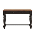 Bureau antique 1 tiroir avec station de charge USB, Individuel, Noir antique / Gris / Blanc