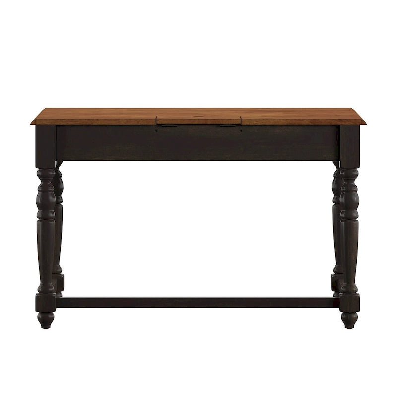Bureau antique 1 tiroir avec station de charge USB, Individuel, Noir antique / Gris / Blanc