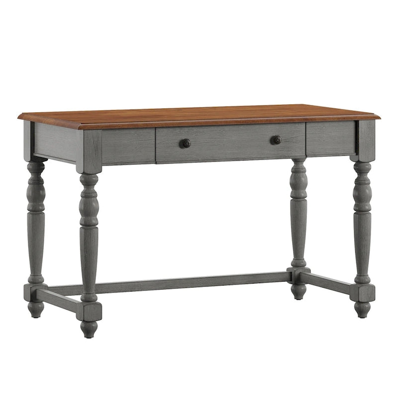 Bureau antique 1 tiroir avec station de charge USB, Individuel, Noir antique / Gris / Blanc