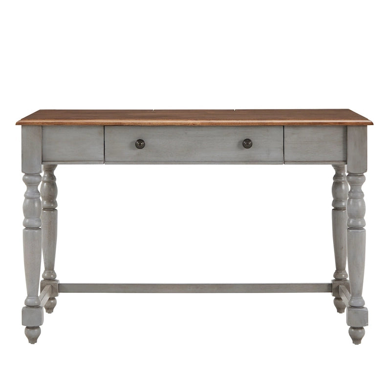 Bureau antique 1 tiroir avec station de charge USB, Individuel, Noir antique / Gris / Blanc