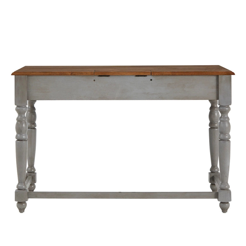 Bureau antique 1 tiroir avec station de charge USB, Individuel, Noir antique / Gris / Blanc