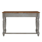Bureau antique 1 tiroir avec station de charge USB, Individuel, Noir antique / Gris / Blanc