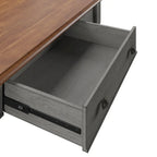 Bureau antique 1 tiroir avec station de charge USB, Individuel, Noir antique / Gris / Blanc