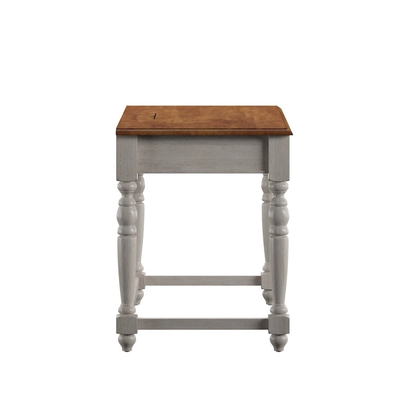 Bureau antique 1 tiroir avec station de charge USB, Individuel, Noir antique / Gris / Blanc
