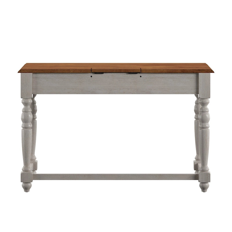 Bureau antique 1 tiroir avec station de charge USB, Individuel, Noir antique / Gris / Blanc