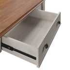 Bureau antique 1 tiroir avec station de charge USB, Individuel, Noir antique / Gris / Blanc