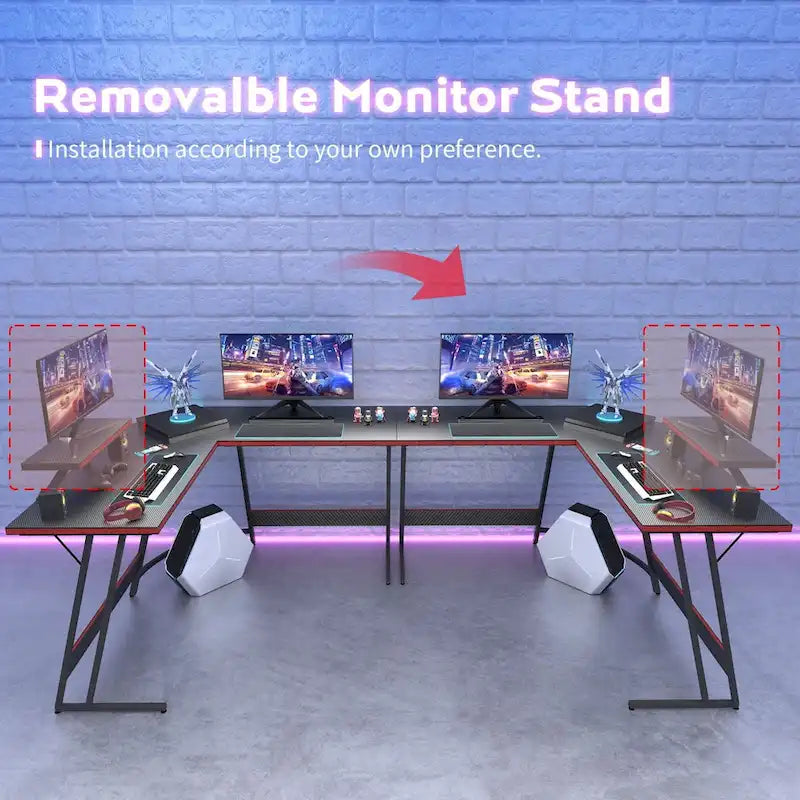 Bureau de jeu en forme de L Homall, bureau d'angle pour ordinateur, bureau d'écriture