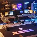 Bureau de jeu en forme de L Homall, bureau d'angle pour ordinateur, bureau d'écriture