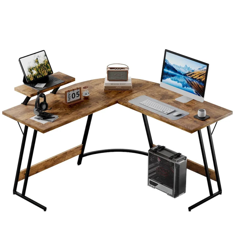 Bureau de jeu en forme de L Homall, bureau d'angle pour ordinateur, bureau d'écriture