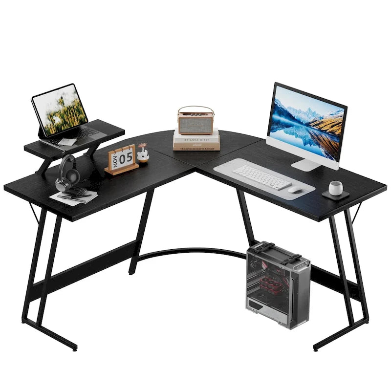 Bureau de jeu en forme de L Homall, bureau d'angle pour ordinateur, bureau d'écriture