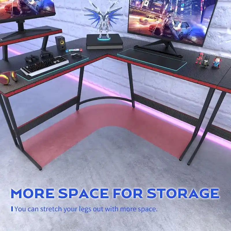 Bureau de jeu en forme de L Homall, bureau d'angle pour ordinateur, bureau d'écriture
