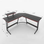 Bureau de jeu en forme de L Homall, bureau d'angle pour ordinateur, bureau d'écriture