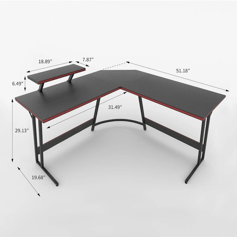Bureau de jeu en forme de L Homall, bureau d'angle pour ordinateur, bureau d'écriture