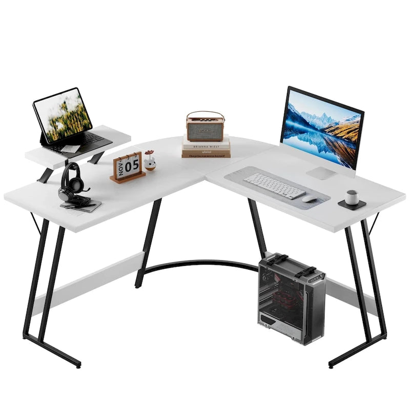 Bureau de jeu en forme de L Homall, bureau d'angle pour ordinateur, bureau d'écriture