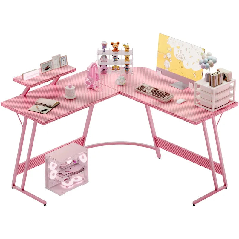 Bureau de jeu en forme de L Homall, bureau d'angle pour ordinateur, bureau d'écriture