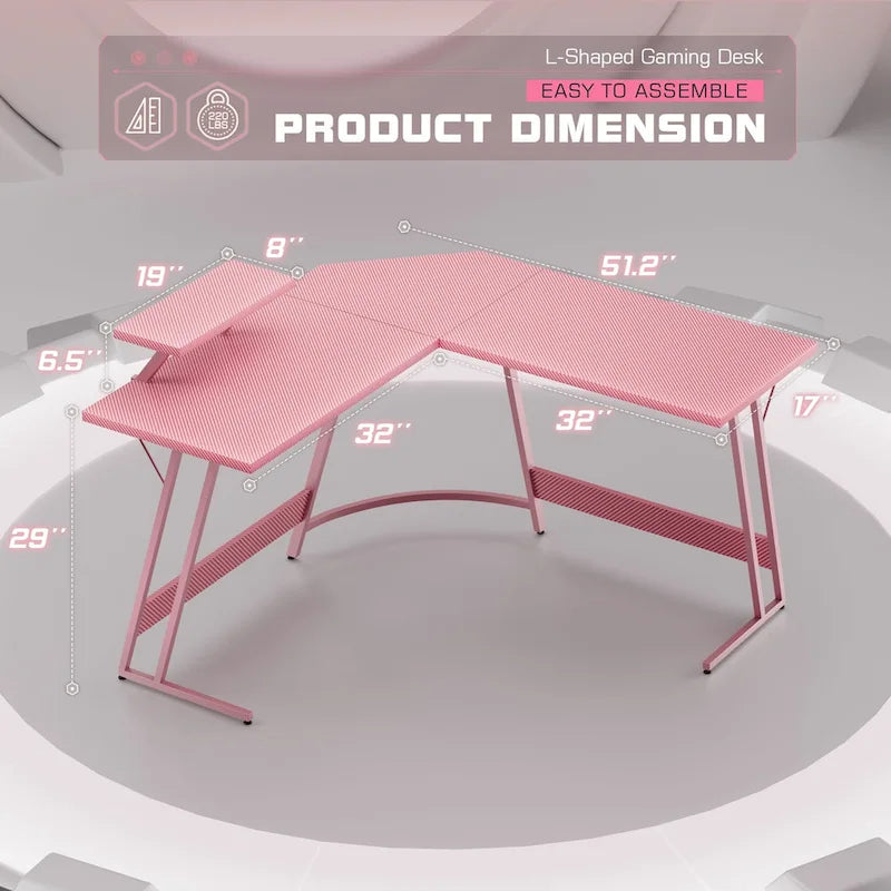 Bureau de jeu en forme de L Homall, bureau d'angle pour ordinateur, bureau d'écriture