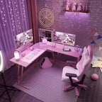 Bureau de jeu en forme de L Homall, bureau d'angle pour ordinateur, bureau d'écriture