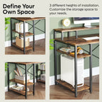 Bureau d'ordinateur 55 pouces en fibre de carbone / chêne / anthracite / gris avec étagère pour moniteur, double écran