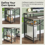 Bureau d'ordinateur 55 pouces en fibre de carbone / chêne / anthracite / gris avec étagère pour moniteur, double écran