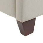 Lit plateforme king capitonné avec ailes en lin beige clair / velours gris opale / polyester blanc antique, 2 personnes