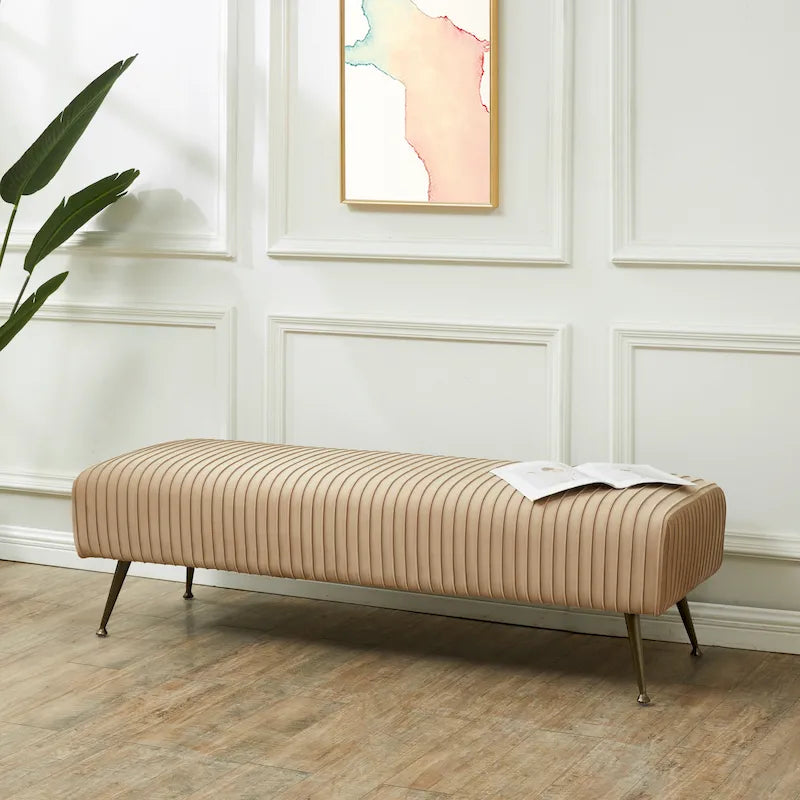 Banc rembourré en velours, multicolore, pieds en laiton antique/noir, 1 à 2 places