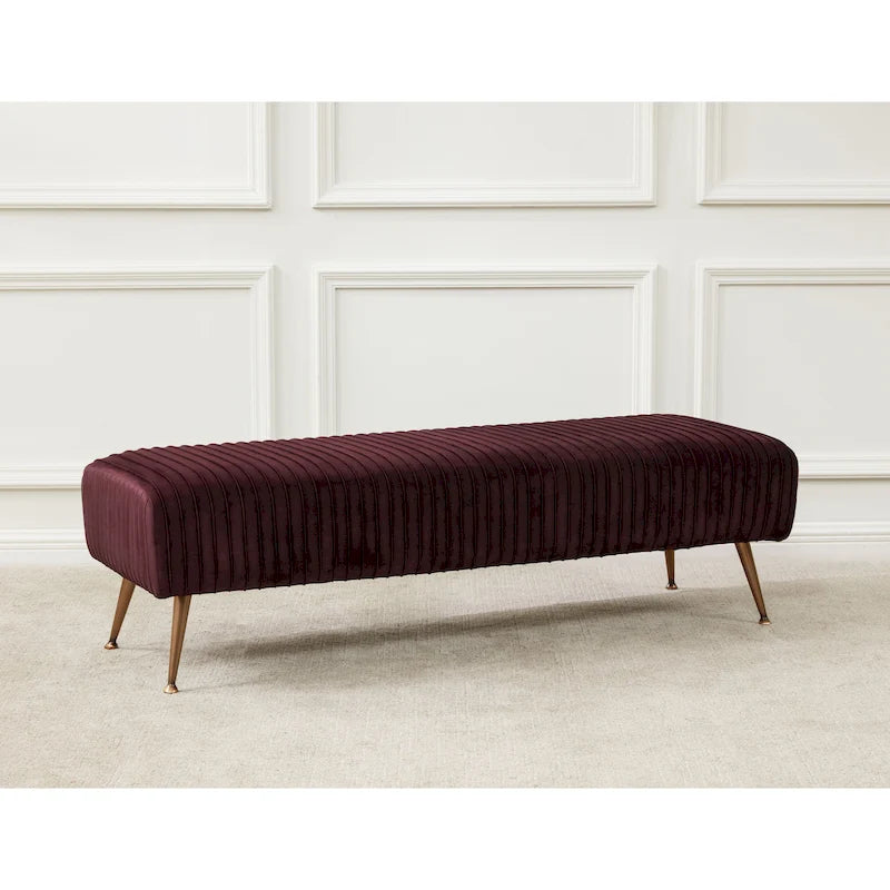 Banc rembourré en velours, multicolore, pieds en laiton antique/noir, 1 à 2 places