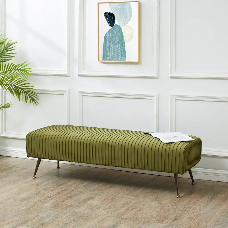 Banc rembourré en velours, multicolore, pieds en laiton antique/noir, 1 à 2 places