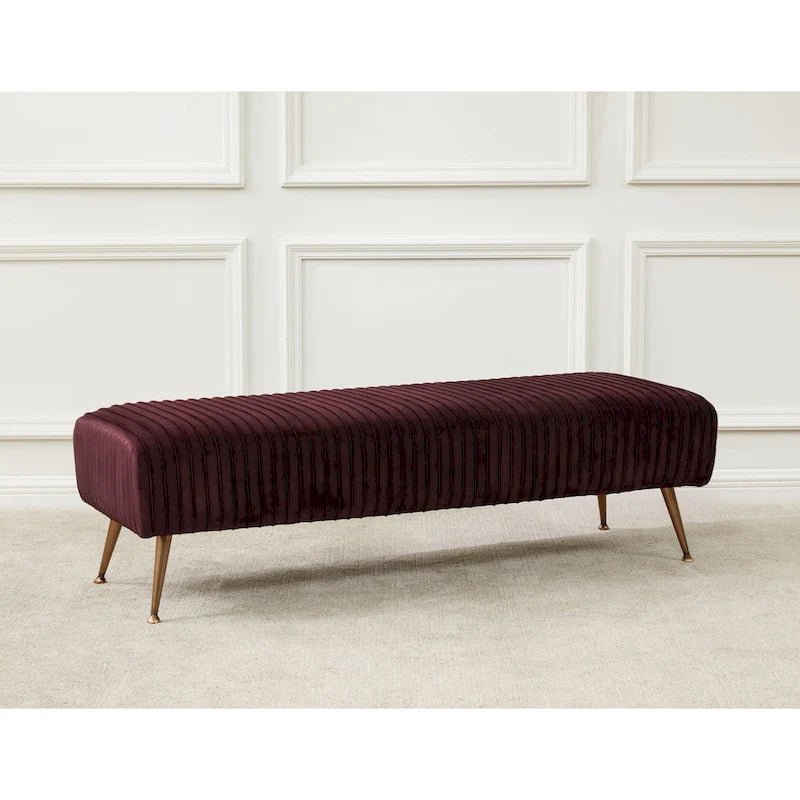 Banc rembourré en velours, multicolore, pieds en laiton antique/noir, 1 à 2 places