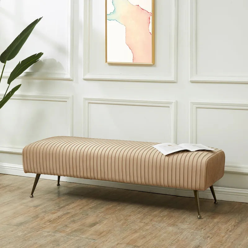 Banc rembourré en velours, multicolore, pieds en laiton antique/noir, 1 à 2 places