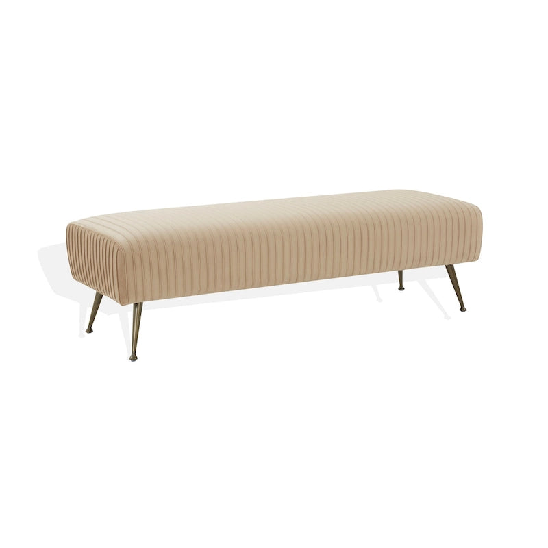Banc tapissé en velours, multicolore, pieds en laiton antique/noir, 1-2 places
