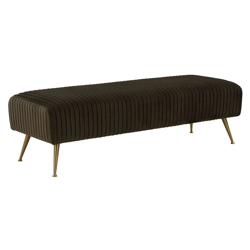 Banc tapissé en velours, multicolore, pieds en laiton antique/noir, 1-2 places