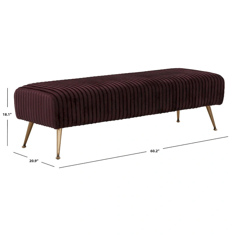 Banc tapissé en velours, multicolore, pieds en laiton antique/noir, 1-2 places