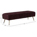Banc tapissé en velours, multicolore, pieds en laiton antique/noir, 1-2 places