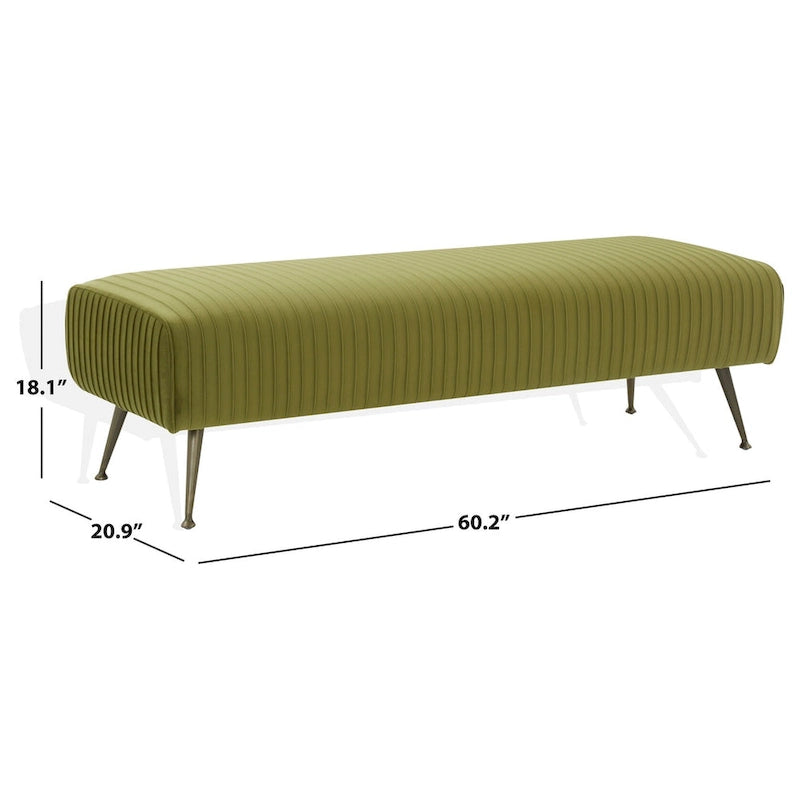 Banc tapissé en velours, multicolore, pieds en laiton antique/noir, 1-2 places