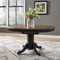 Table de salle à manger ovale sur pied de couleur miel et noir de style antique (4 à 6 personnes)