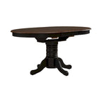 Table de salle à manger ovale sur pied de couleur miel et noir de style antique (4 à 6 personnes)