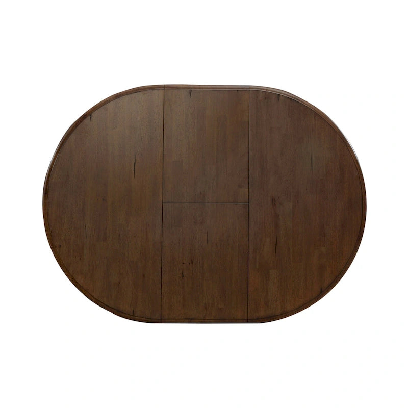 Table de salle à manger ovale sur pied de couleur miel et noir de style antique (4 à 6 personnes)