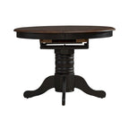 Table de salle à manger ovale sur pied de couleur miel et noir de style antique (4 à 6 personnes)