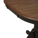 Table de salle à manger ovale sur pied de couleur miel et noir de style antique (4 à 6 personnes)