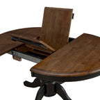 Table de salle à manger ovale sur pied de couleur miel et noir de style antique (4 à 6 personnes)