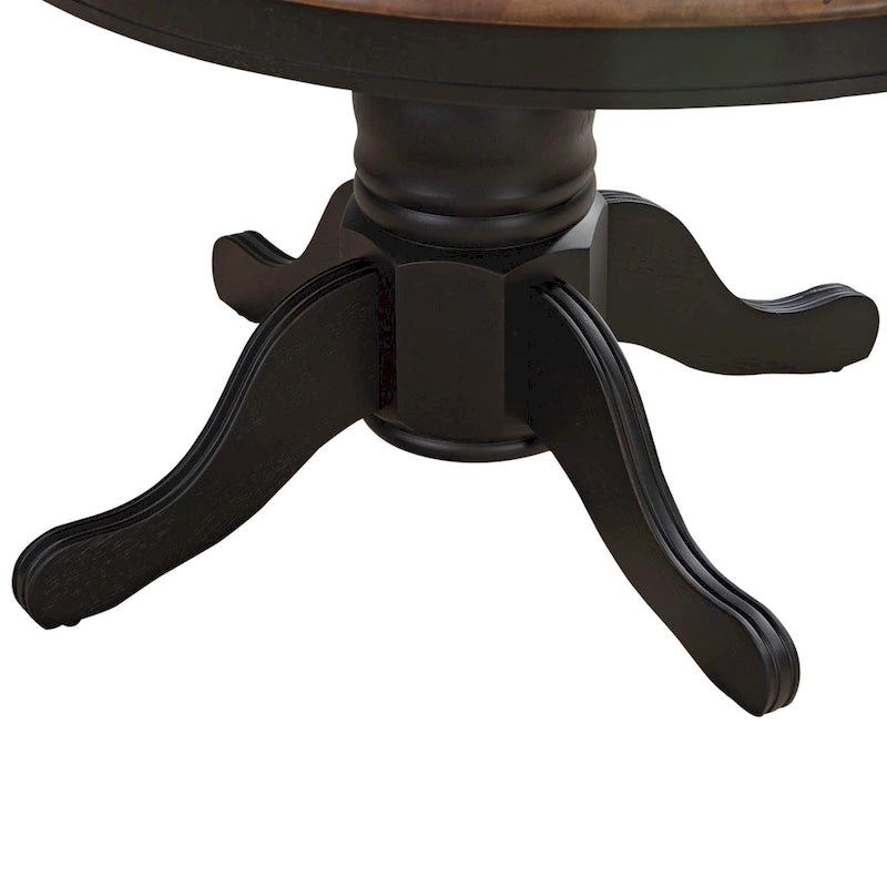 Table de salle à manger ovale sur pied de couleur miel et noir de style antique (4 à 6 personnes)