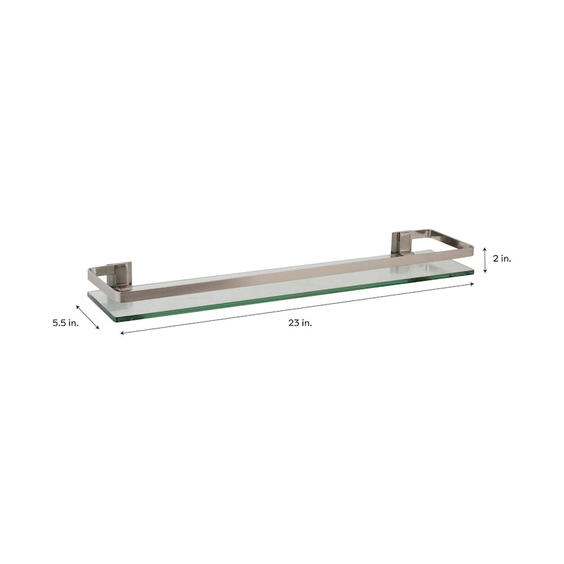 Organize It All Étagère en verre avec rail en nickel - 23,00 x 5,50 x 2,00