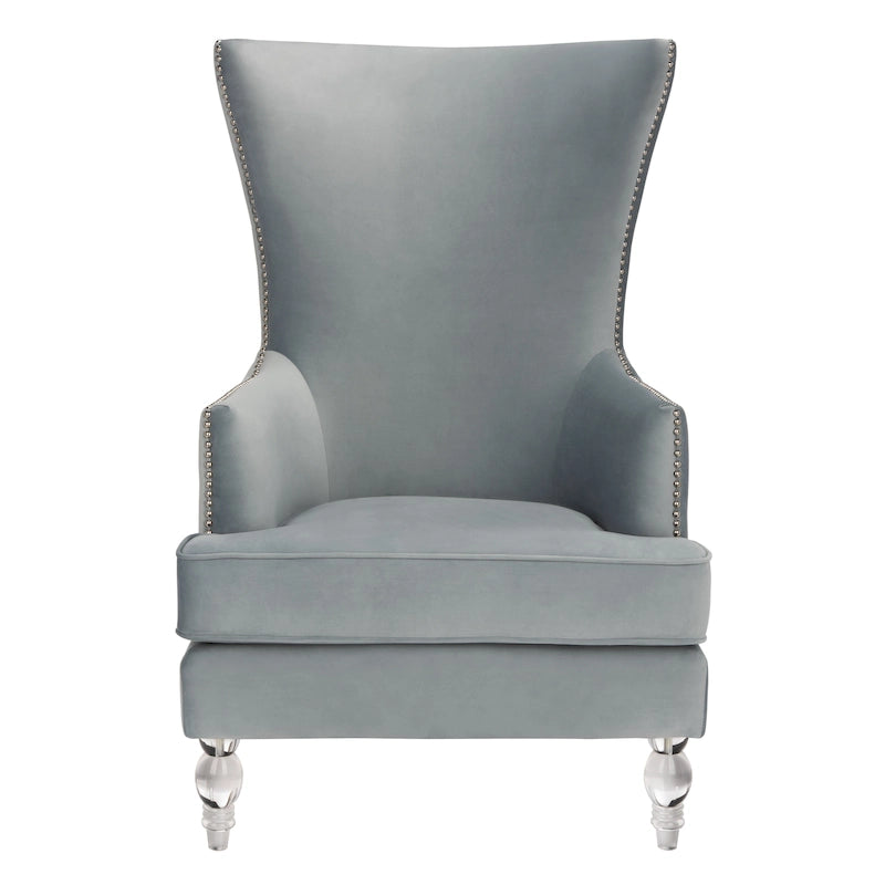Fauteuil d'appoint dossier haut en velours, 1 place | Marine / Vert forêt / Bleu clair / Taupe pâle / Noir / Argent clair