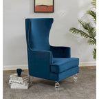 Fauteuil d'appoint dossier haut en velours, 1 place | Marine / Vert forêt / Bleu clair / Taupe pâle / Noir / Argent clair