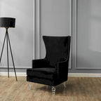 Fauteuil d'appoint dossier haut en velours, 1 place | Marine / Vert forêt / Bleu clair / Taupe pâle / Noir / Argent clair