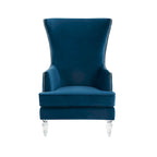 Fauteuil d'appoint dossier haut en velours, 1 place | Marine / Vert forêt / Bleu clair / Taupe pâle / Noir / Argent clair
