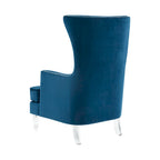 Fauteuil d'appoint dossier haut en velours, 1 place | Marine / Vert forêt / Bleu clair / Taupe pâle / Noir / Argent clair