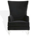 Fauteuil d'appoint dossier haut en velours, 1 place | Marine / Vert forêt / Bleu clair / Taupe pâle / Noir / Argent clair